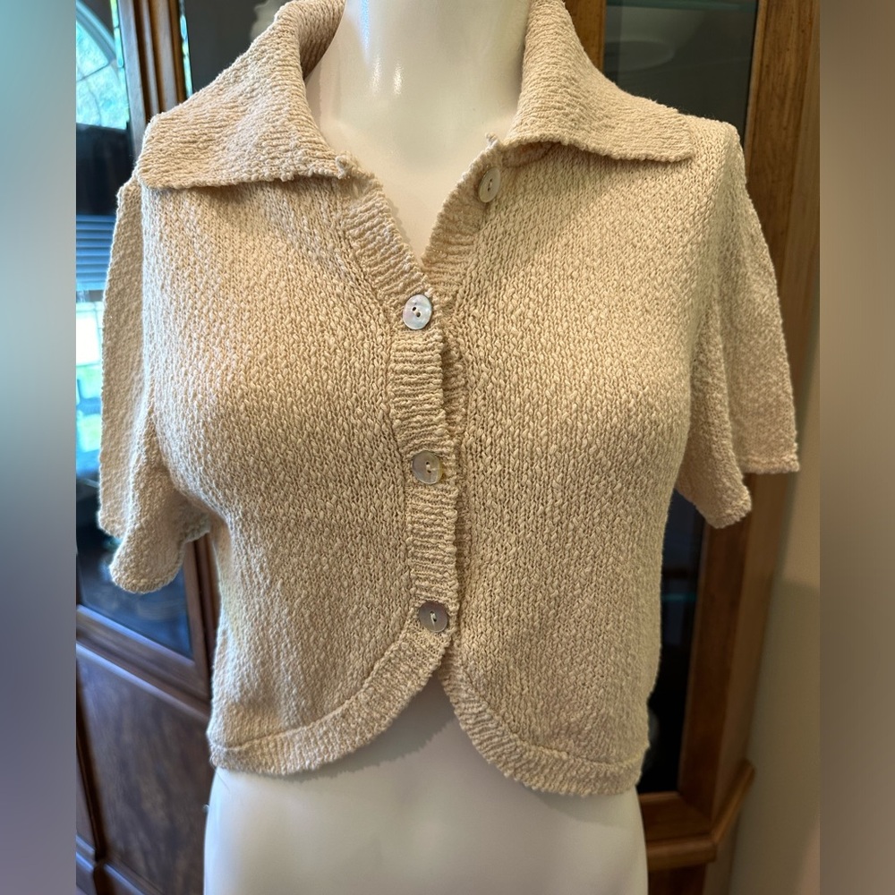 Zara Cream Cropped Button-Front Knit Cardigan NWT Size Medium
